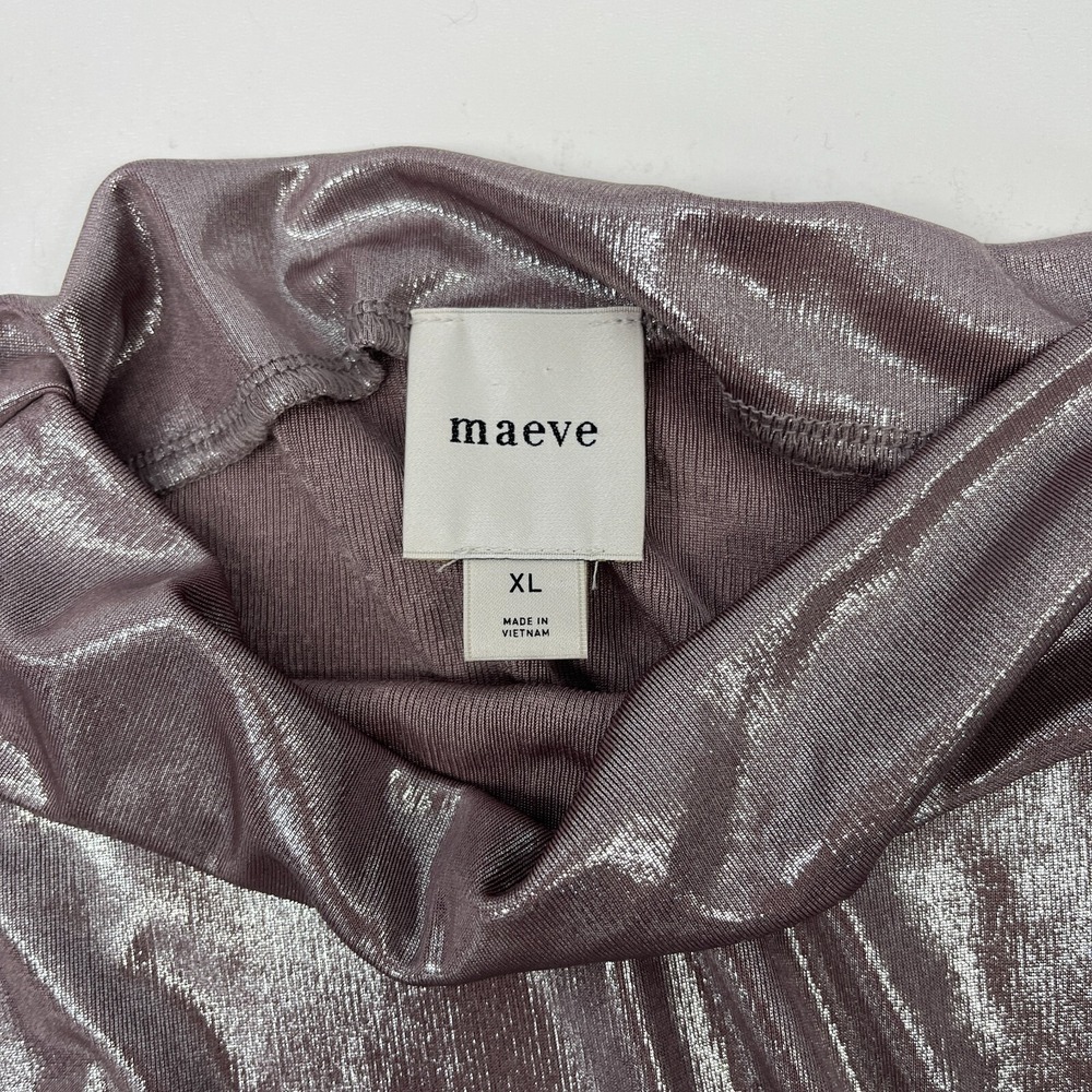 Maeve Mock-Neck Ruched Shine Tank Pink Mauve Vacation Party Top Womens XL - Picture 12 of 14